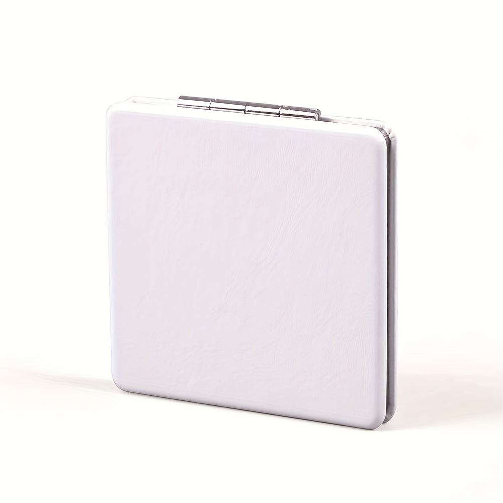 White Folding Pocket Makeup Mirror, Portable DIY Creative Small Metal Mirror