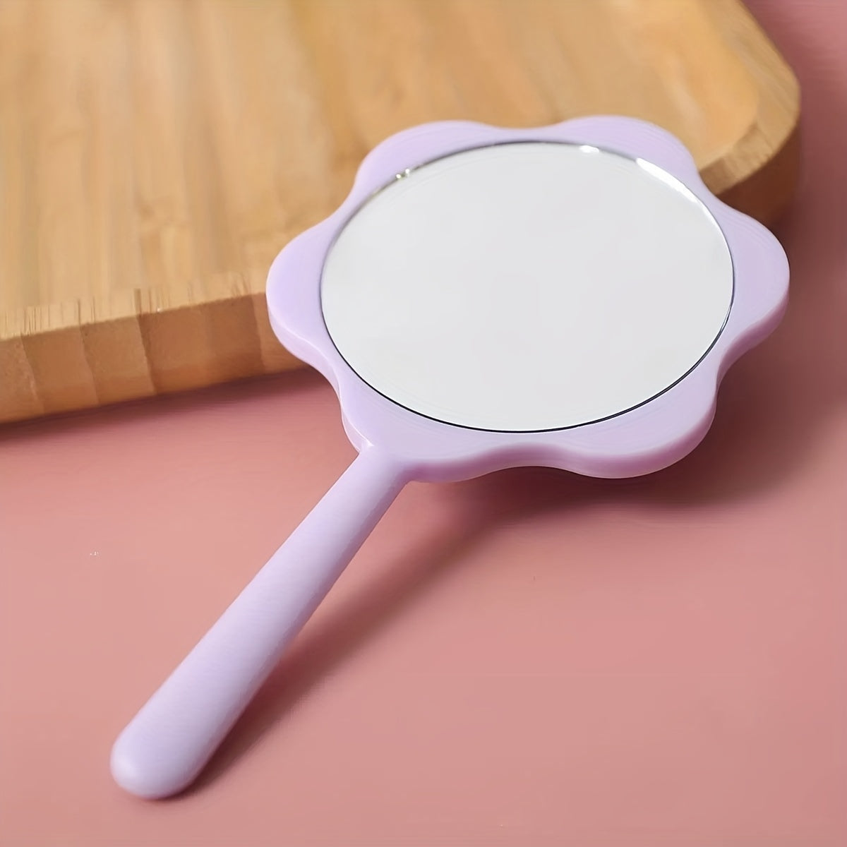 Cute Flower Handheld Mirror DIY Cream Gel Mirror Portable Makeup Student Small Mirror Creative Handle Mirror Touch up Handheld Mirror Portable Mini Handle Mirror