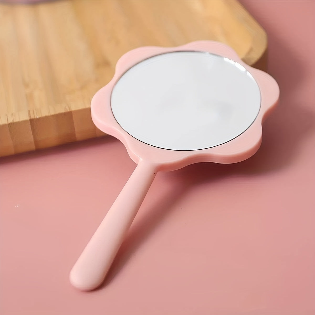 Cute Flower Handheld Mirror DIY Cream Gel Mirror Portable Makeup Student Small Mirror Creative Handle Mirror Touch up Handheld Mirror Portable Mini Handle Mirror