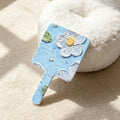 Floral Print Square Handheld Mirror Bathroom Suitable Portable Makeup Mirror Campus Season Girl Gift Valentine'S Day Romantic Gift Christmas\u002FWedding Season\u002FMother'S Day Multi-Festival Gift Exquisite Girl Cleaning Supplies