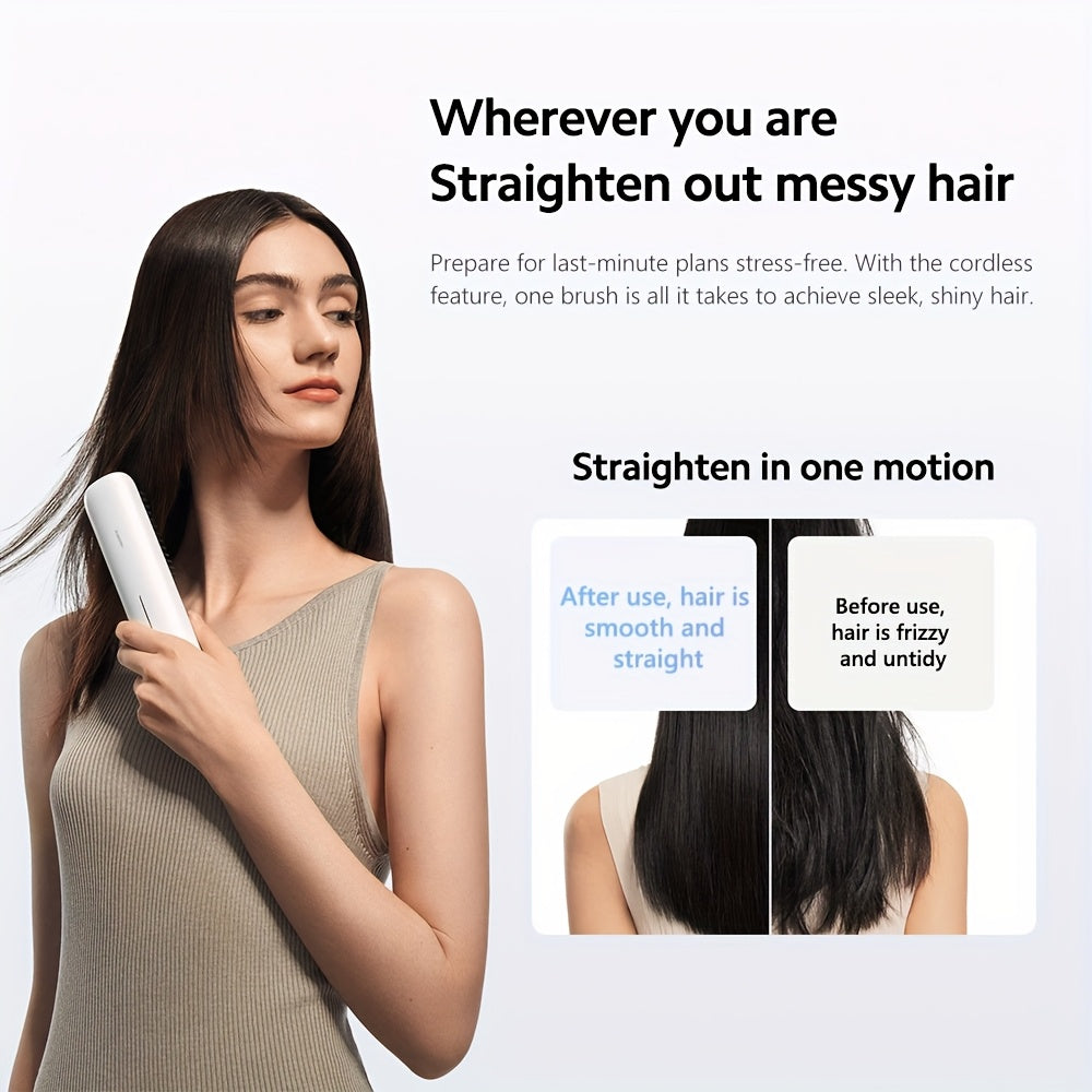 Xiaomi Cordless Hair Straightener Brush Ceramic Negative Ions | 160°C\u002F180°C\u002F200°C 3 Gears, Portable for Travel, USB Powered, Battery