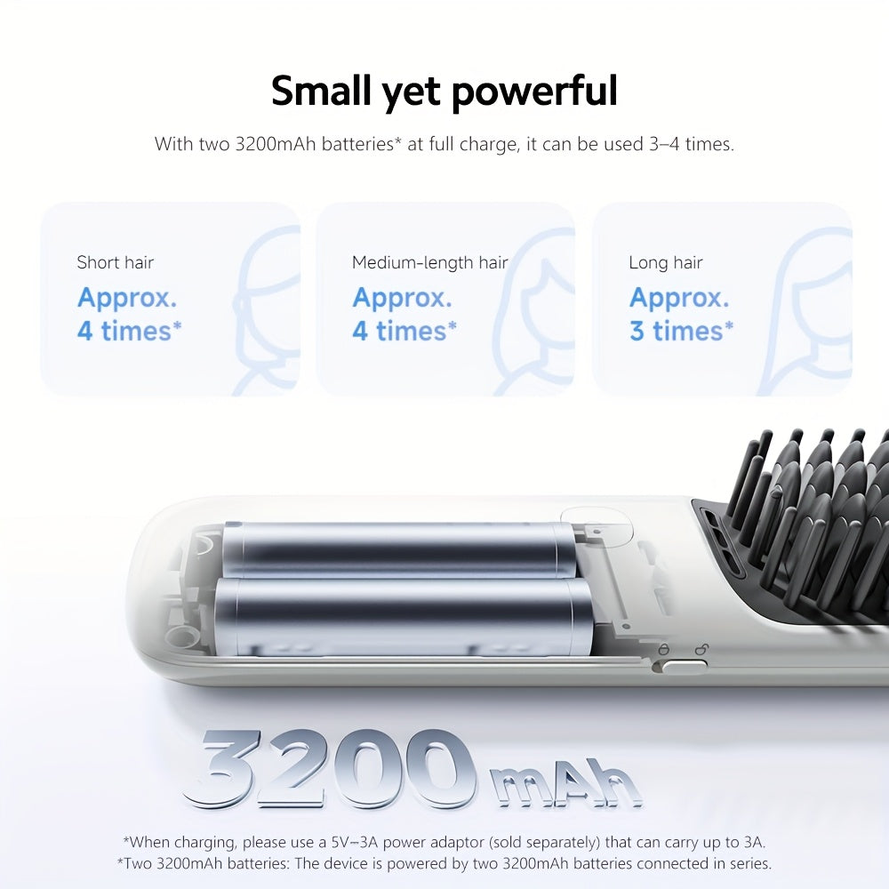 Xiaomi Cordless Hair Straightener Brush Ceramic Negative Ions | 160°C\u002F180°C\u002F200°C 3 Gears, Portable for Travel, USB Powered, Battery
