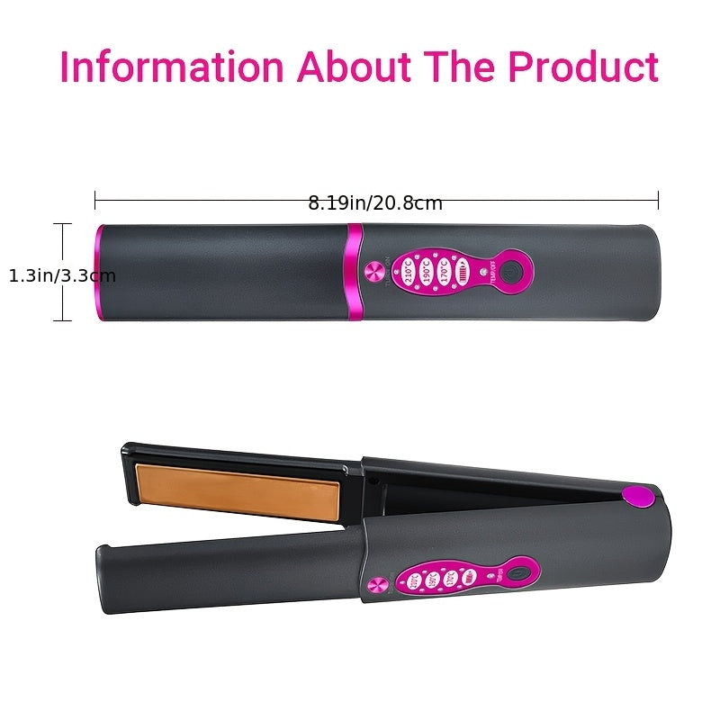 Wireless Hair Straightener, 2-in-1 Straightening & Curling, 5000mAh Large Capacity Battery USB Rechargeable, Hair Styling Tool, Negative Ionic Protects Hair, Fast Heating, Travel Essential, Exclusive Gift For Women, Mother'S Day Gift