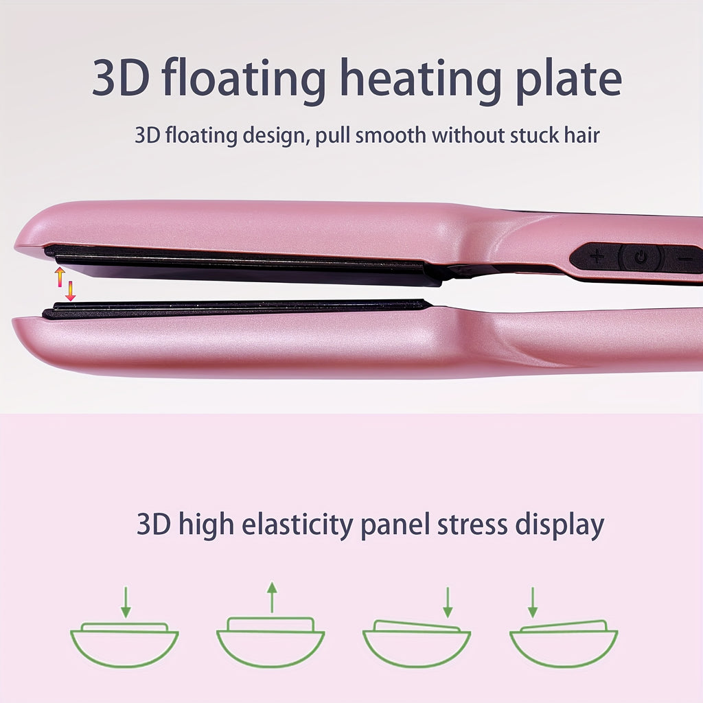 US ANGENIL Professional Salon-Grade Styler, Portable Dual Voltage 110-240V, Flat Hair Straightener Curler 2-in-1, LCD Display, Eight-speed Temperature Control, Metal Powder Craft, 1-inch Straight Hair Styler Straightener for Women, Holiday Gift