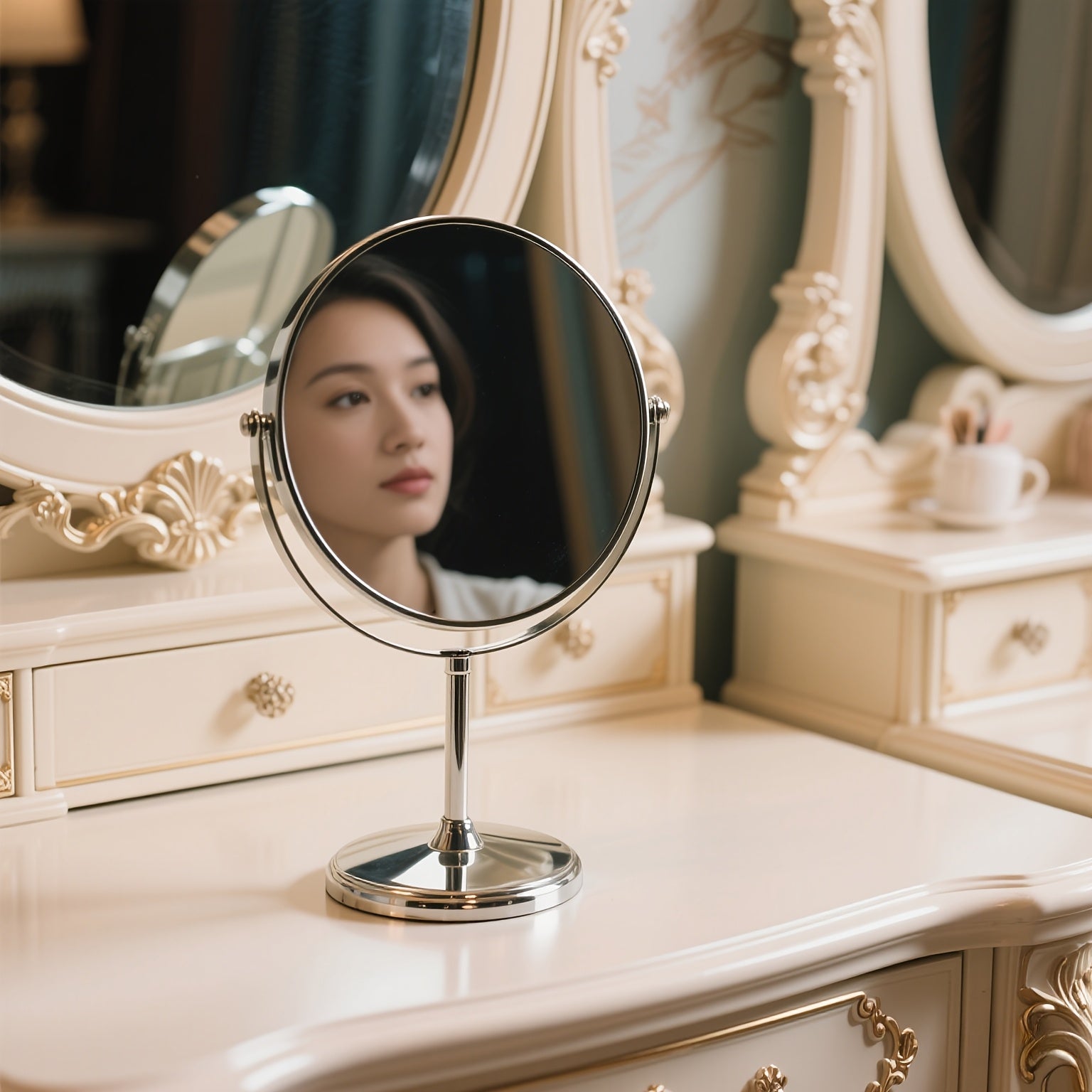 1pc 1pcs Double-Sided Rotating Handheld Mirror with 360° Spin - Full-Length & Regular Mirror Suitable for Travel, for Women,, - Ideal Gift for Mom, Birthday, Mother's Day, Graduation (Compact,)