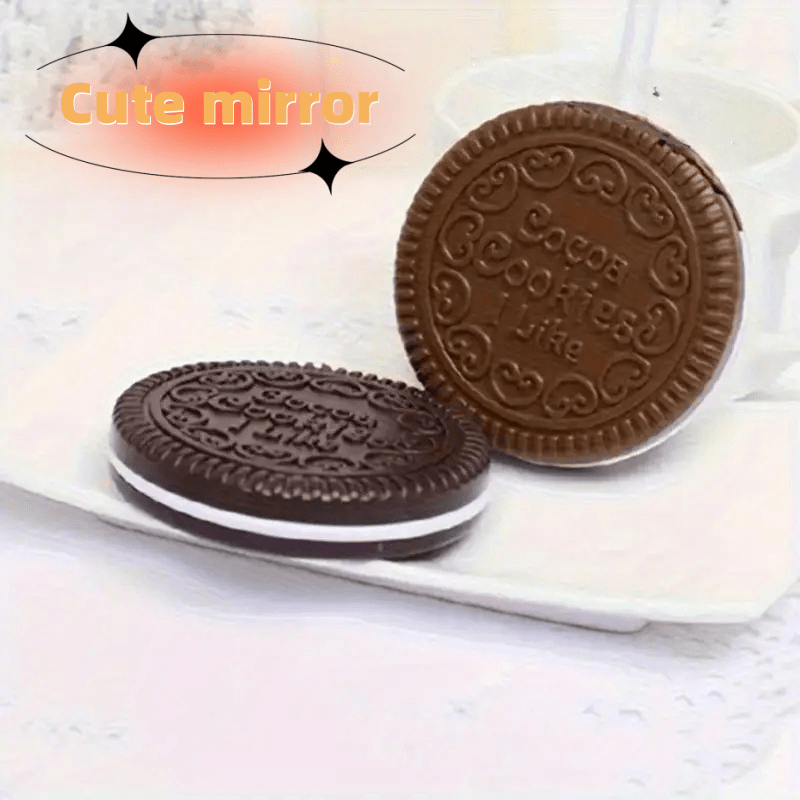 Creative Ins Style Chocolate Filling Cookie Makeup Mirror Cute Portable Handheld Dressing Mirror Foldable Round Mirror