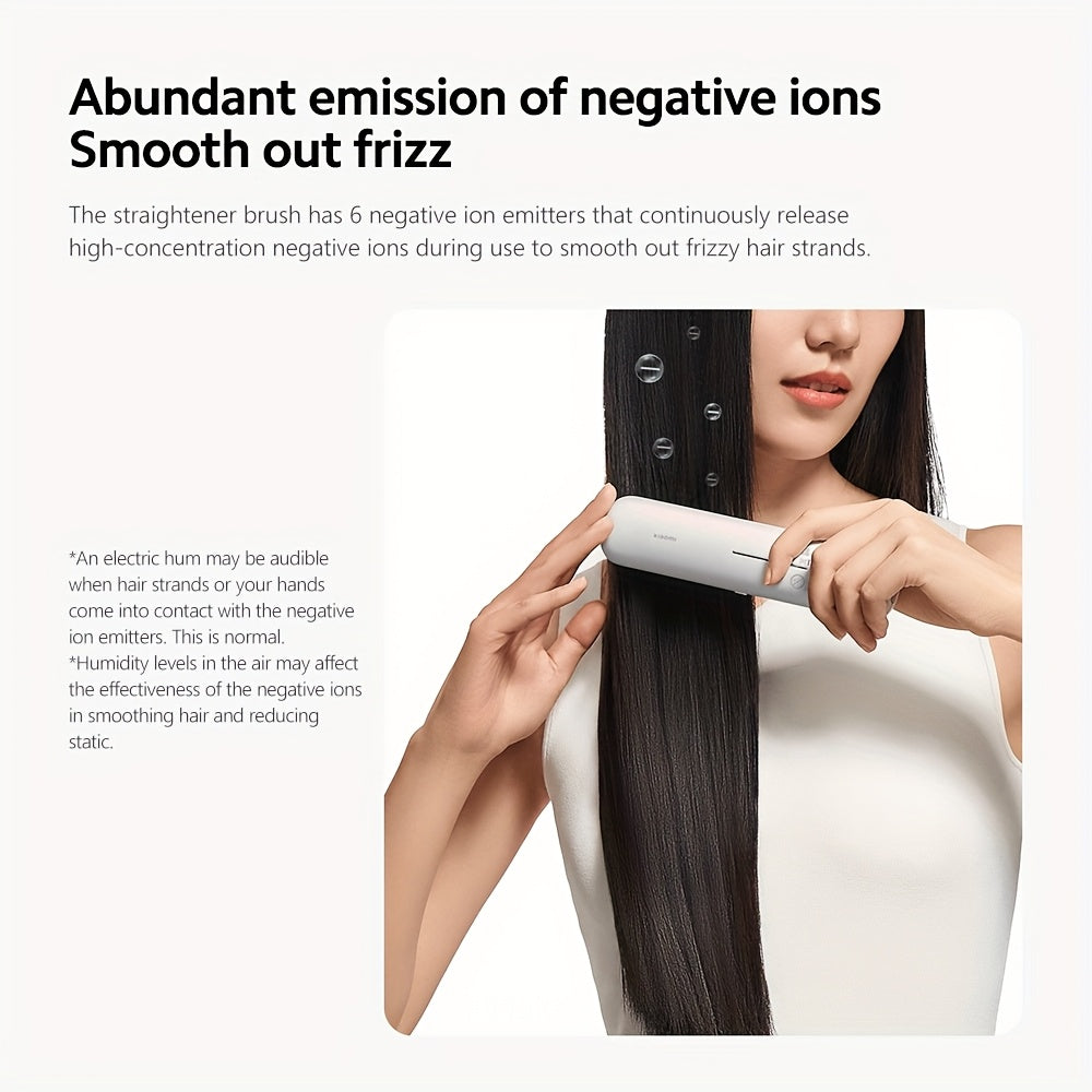 Xiaomi Cordless Hair Straightener Brush Ceramic Negative Ions | 160°C\u002F180°C\u002F200°C 3 Gears, Portable for Travel, USB Powered, Battery