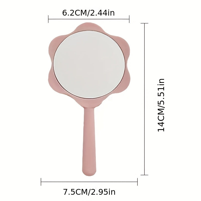 Cute Flower Handheld Mirror DIY Cream Gel Mirror Portable Makeup Student Small Mirror Creative Handle Mirror Touch up Handheld Mirror Portable Mini Handle Mirror