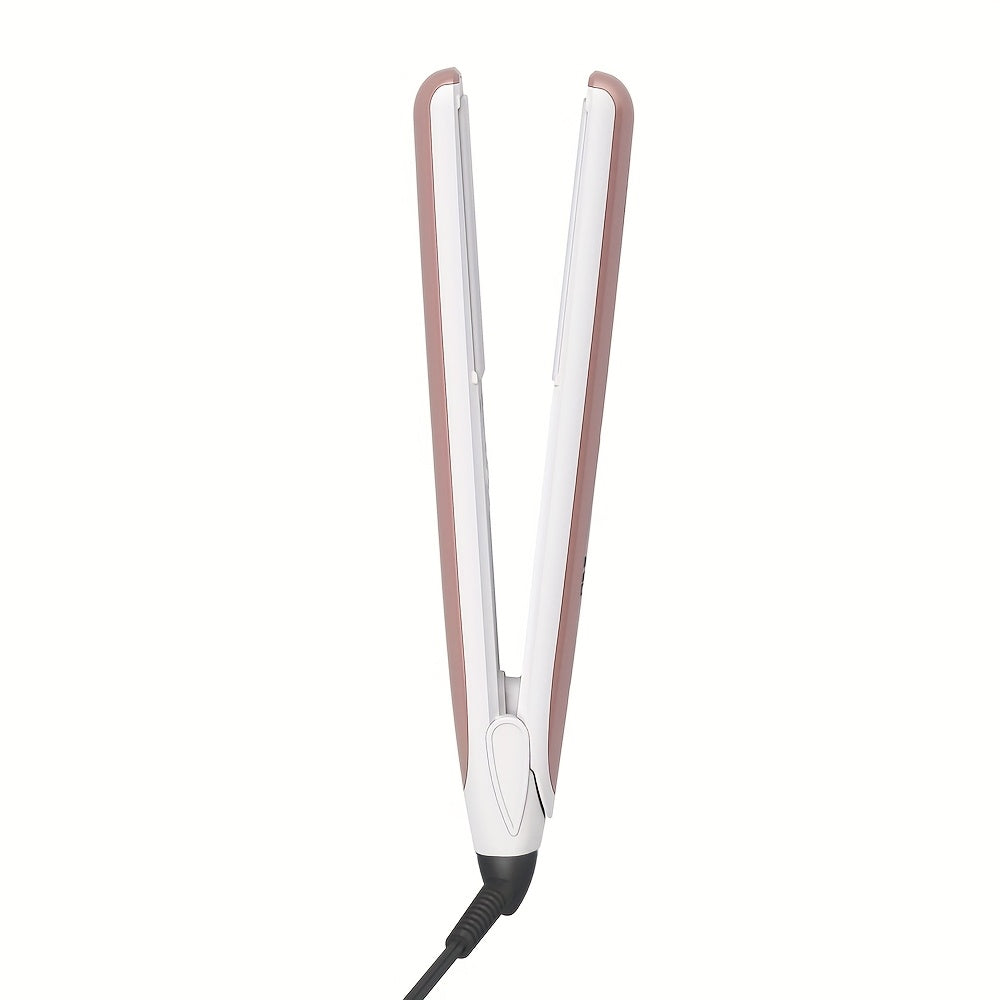 VAV Professional Ceramic Flat Iron 1 Inch 2 in 1 Hair Straightener - Instant Heat Up with Adjustable Temperature 284-446°F, LCD Display & Auto Shut Off, Plug Powered, 38W, Pink