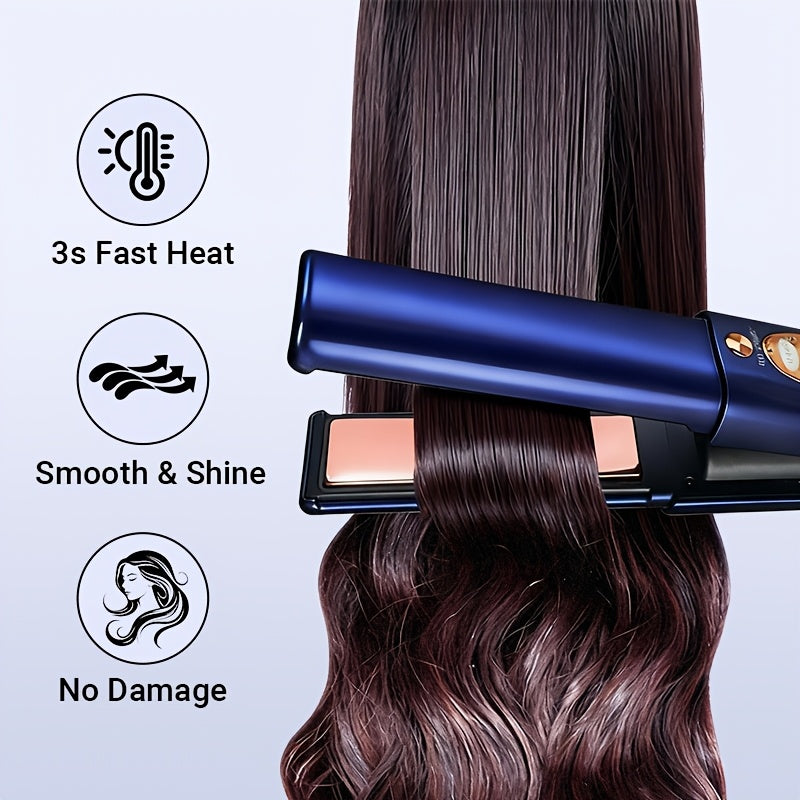 Wireless Hair Straightener, 2-in-1 Straightening & Curling, 5000mAh Large Capacity Battery USB Rechargeable, Hair Styling Tool, Negative Ionic Protects Hair, Fast Heating, Travel Essential, Exclusive Gift For Women, Mother'S Day Gift