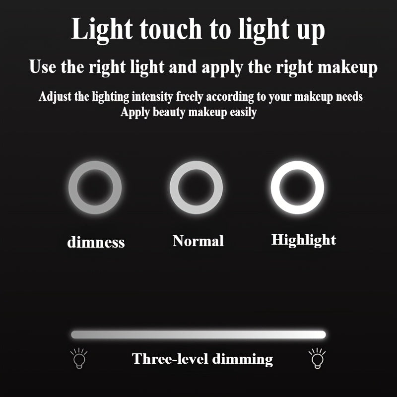 HOTU 1pc 2X Magnifying LED Makeup Mirror, Double-Sided Design, Handheld, Portable Foldable with Magnifying Side, Fits in Pocket or Purse, Great as a Gift