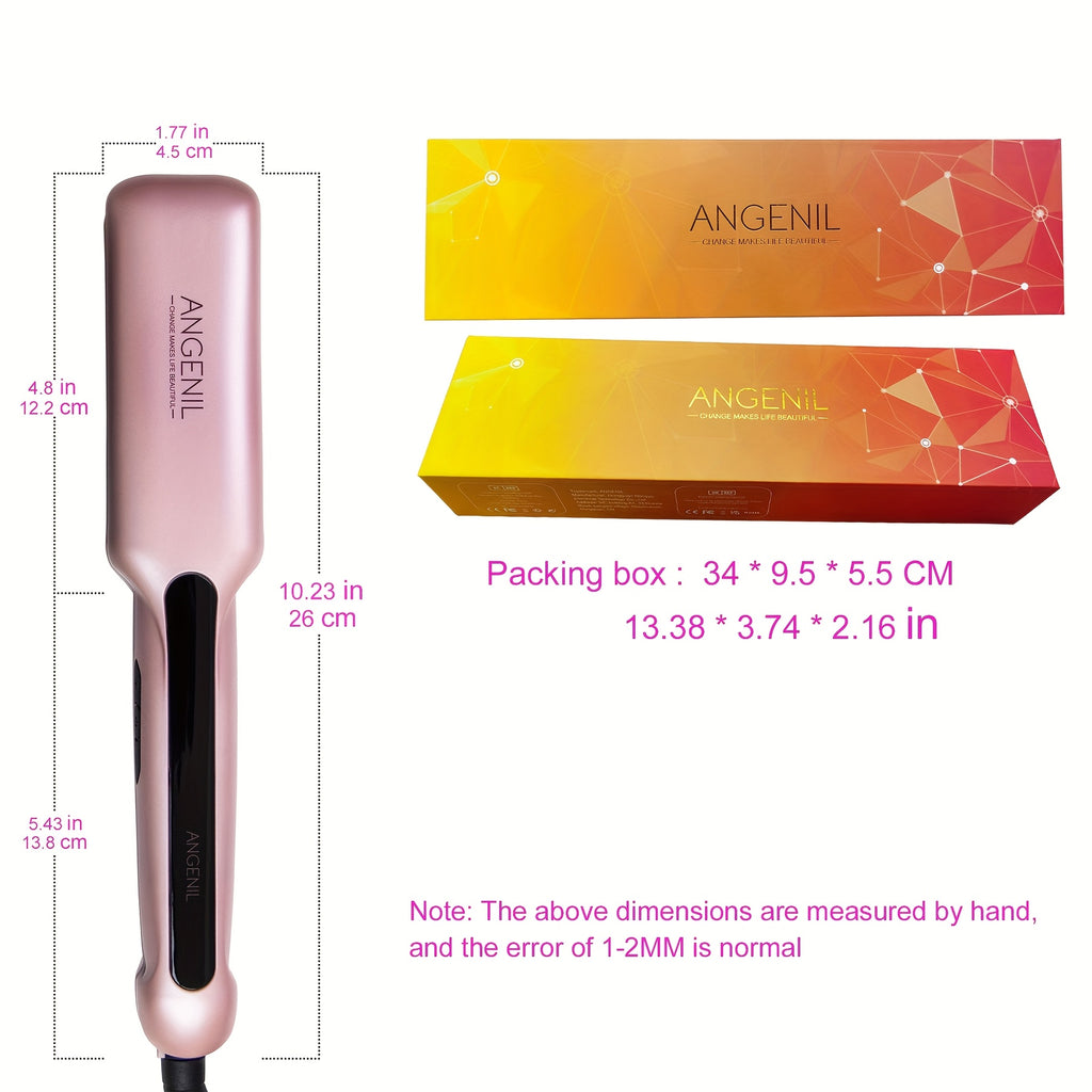 US ANGENIL Professional Salon-Grade Styler, Portable Dual Voltage 110-240V, Flat Hair Straightener Curler 2-in-1, LCD Display, Eight-speed Temperature Control, Metal Powder Craft, 1-inch Straight Hair Styler Straightener for Women, Holiday Gift