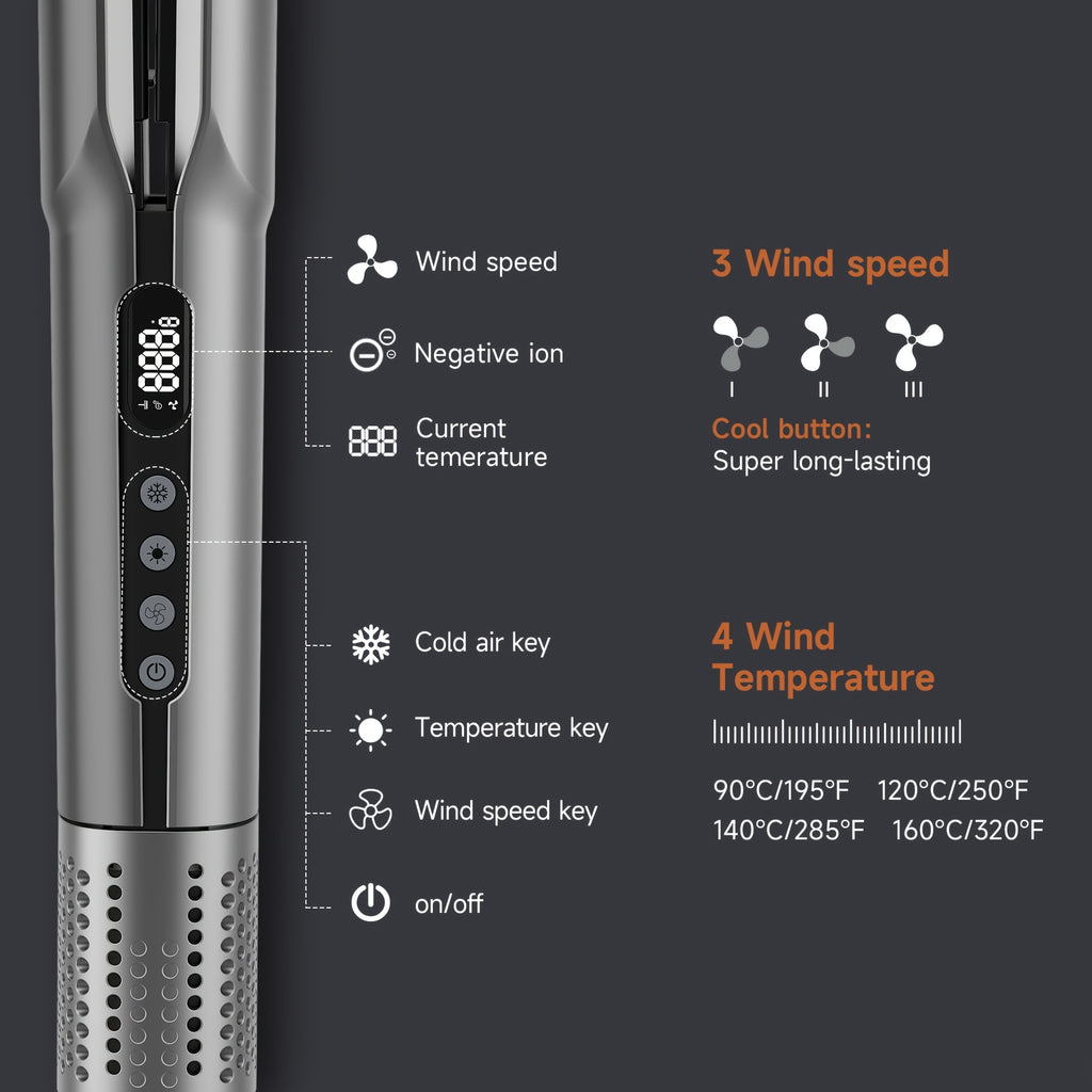 2-in-1 Hair Straightener And Hair Dryer, Wet-to-Dry Technology, High-Speed Airflow for Rapid Heating, LCD Display, Auto-Shutoff, Easy Styling.