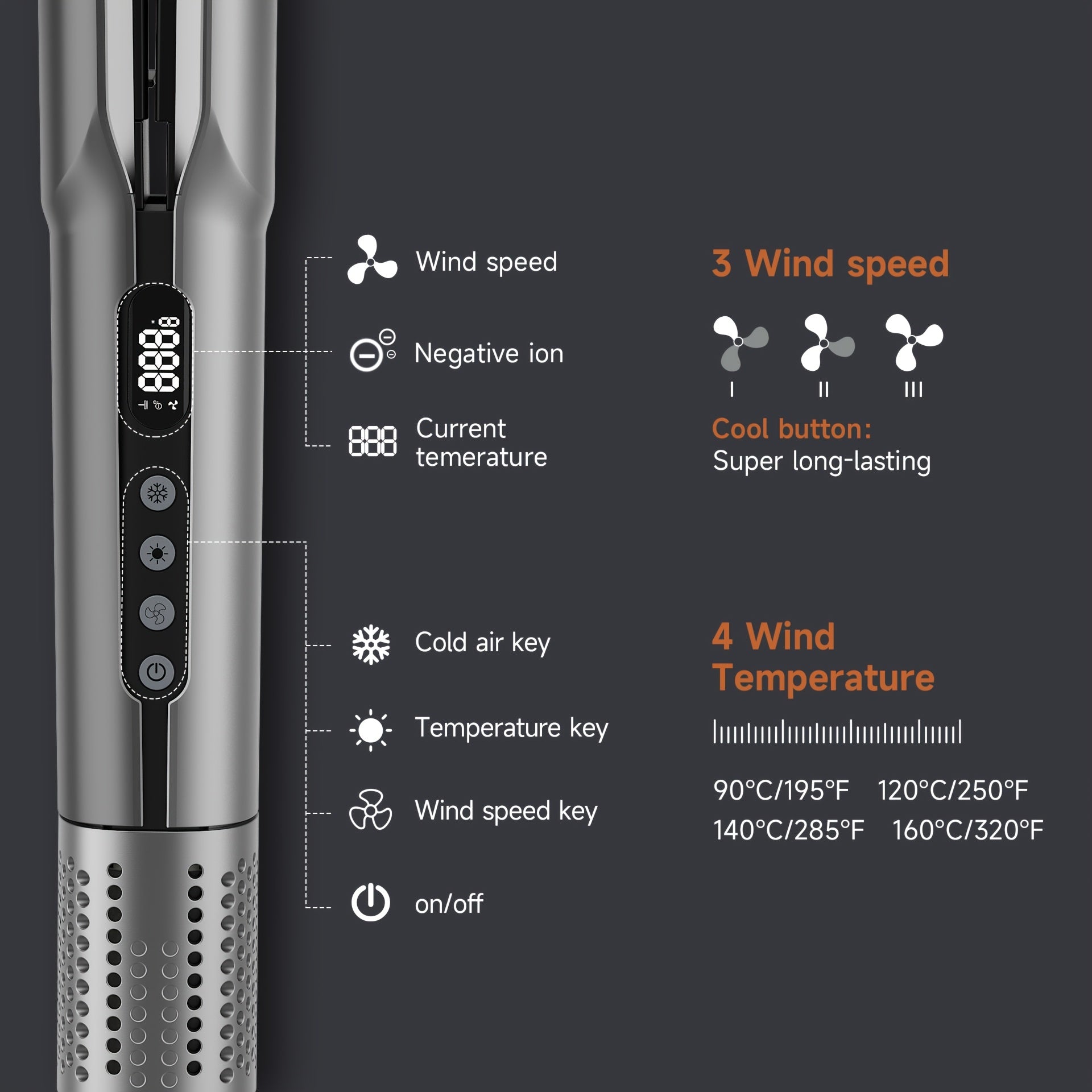 2-in-1 Hair Straightener And Hair Dryer, Wet-to-Dry Technology, High-Speed Airflow for Rapid Heating, LCD Display, Auto-Shutoff, Easy Styling.