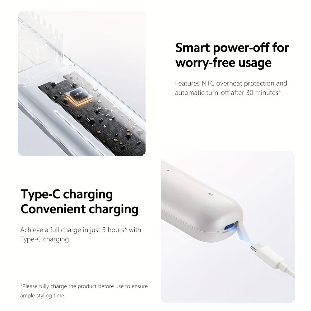 Xiaomi Cordless Hair Straightener Brush Ceramic Negative Ions | 160°C\u002F180°C\u002F200°C 3 Gears, Portable for Travel, USB Powered, Battery