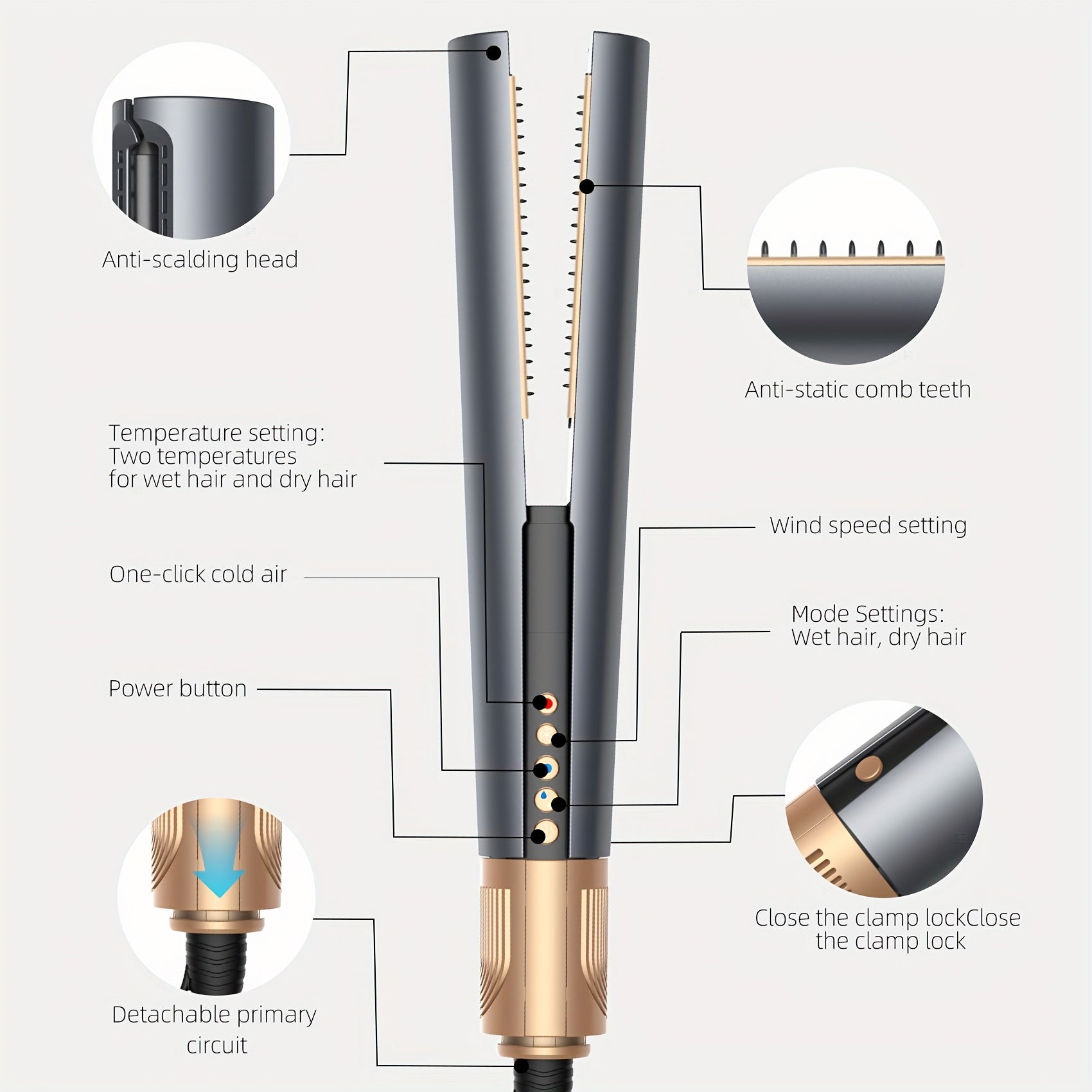 Air Straightener with High-Speed Air Hair Straightener, Smart Temperature Control, No Heat Damage, Travel-Friendly Design Hair Straightener 2 in 1 Wet to Dry
