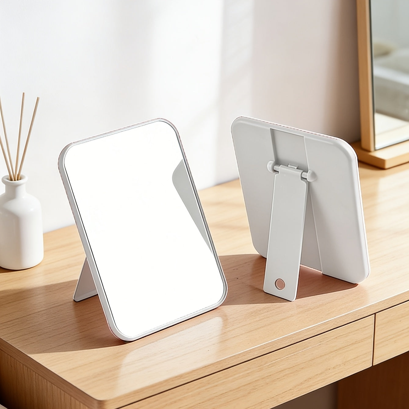 Telescopic Rectangular 3-In-1 Mirror, Handheld\u002FHanging\u002FDesktop Multi-Functional, Bathroom Vanity Mirror, Campus Season Dormitory Essential, Valentine'S Day\u002FWedding Season\u002FChristmas\u002FMother'S Day Practical Souvenir
